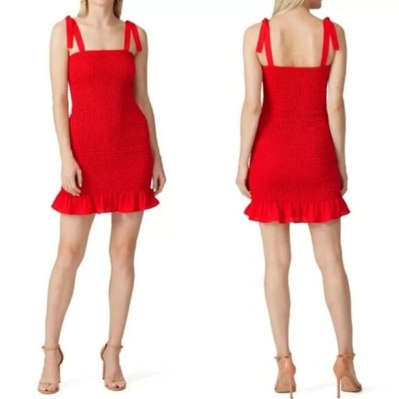 Krisa Smocked Tank Mini Dress NWT Red XS Party Festival going out Wedding guest - Picture 1 of 13